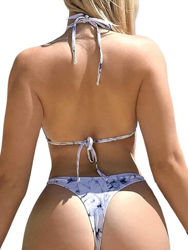 WDIRARA Women's 2 Piece Tie Dye Swimsuits Halter Triangle Bikini Set Cheeky Beach Bathing Suit in Saudi Arabia