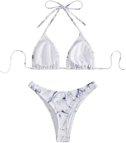 WDIRARA Women's 2 Piece Tie Dye Swimsuits Halter Triangle Bikini Set Cheeky Beach Bathing Suit in Saudi Arabia