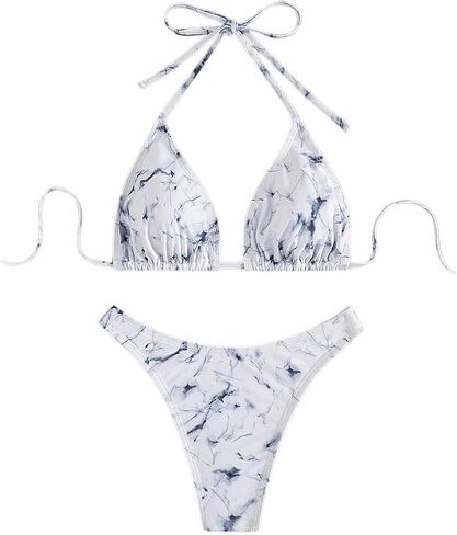 WDIRARA Women's 2 Piece Tie Dye Swimsuits Halter Triangle Bikini Set Cheeky Beach Bathing Suit in Saudi Arabia