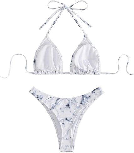 WDIRARA Women's 2 Piece Tie Dye Swimsuits Halter Triangle Bikini Set Cheeky Beach Bathing Suit in Saudi Arabia