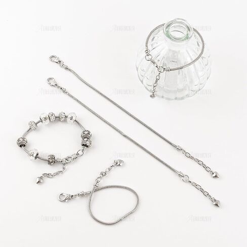 AUEAR, 10 Pack Silver Snake Chain Charm Bracelets with Heart Lobster Clasp Extender Chain Charm Bracelet for Jewelry Making in Saudi Arabia