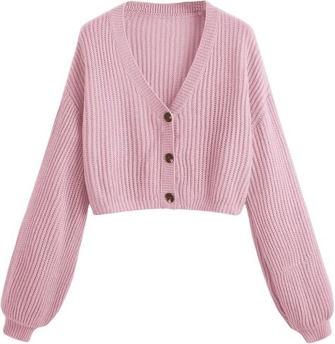 COZYEASE Women's Long Sleeve Button Down Crop Cardigan Sweater Ribbed Knit V Neck Sweater Knit Bolero Shrug in Saudi Arabia