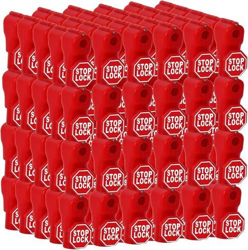 أقفال ربط بخطاف، قفل أمان بلاستيكي أحمر 6 مم، أقفال ربط أمان حمراء، أقفال خطاف عرض Pegboard لمتجر البيع بالتجزئة ومركز التسوق تمنع سرقة المنتجات من الانزلاق (100 قطعة) in Kuwait