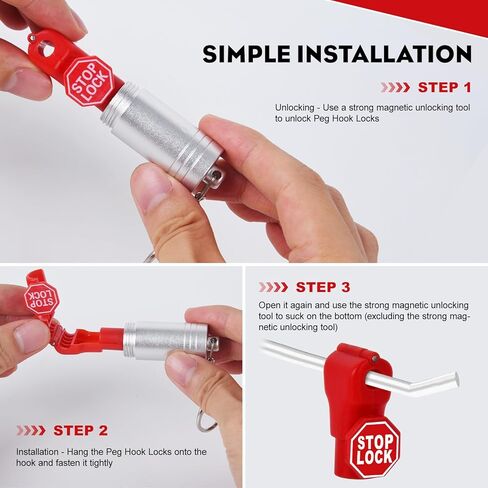 أقفال ربط بخطاف، قفل أمان بلاستيكي أحمر 6 مم، أقفال ربط أمان حمراء، أقفال خطاف عرض Pegboard لمتجر البيع بالتجزئة ومركز التسوق تمنع سرقة المنتجات من الانزلاق (100 قطعة) in Kuwait