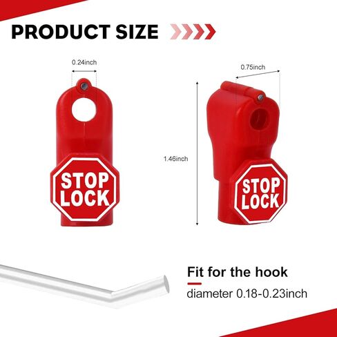 أقفال ربط بخطاف، قفل أمان بلاستيكي أحمر 6 مم، أقفال ربط أمان حمراء، أقفال خطاف عرض Pegboard لمتجر البيع بالتجزئة ومركز التسوق تمنع سرقة المنتجات من الانزلاق (100 قطعة) in Kuwait