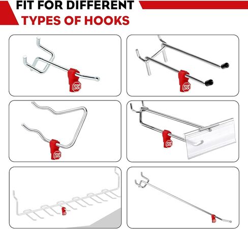 أقفال ربط بخطاف، قفل أمان بلاستيكي أحمر 6 مم، أقفال ربط أمان حمراء، أقفال خطاف عرض Pegboard لمتجر البيع بالتجزئة ومركز التسوق تمنع سرقة المنتجات من الانزلاق (100 قطعة) in Kuwait