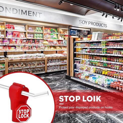 أقفال ربط بخطاف، قفل أمان بلاستيكي أحمر 6 مم، أقفال ربط أمان حمراء، أقفال خطاف عرض Pegboard لمتجر البيع بالتجزئة ومركز التسوق تمنع سرقة المنتجات من الانزلاق (100 قطعة) in Kuwait