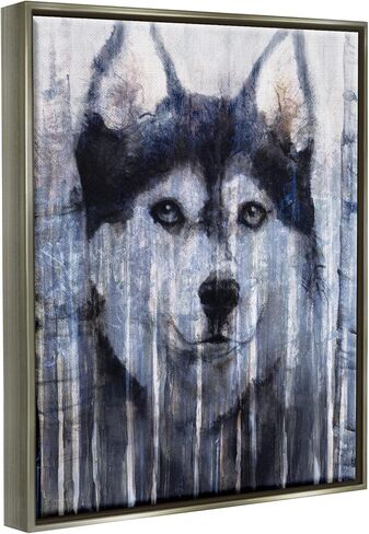 Stupell Industries Smiling Husky Dog Rustic Birch Tree Overlay Floating Framed Wall Art, Design By Kamdon Kreations in Saudi Arabia