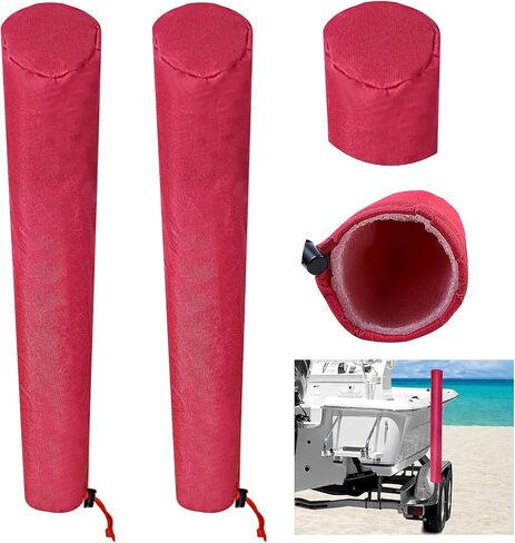 1 Pair Boat Trailer Guide Pole Pad and Cover, Red Boat Guide Pole Covers Heavy Duty 600D Oxford Cloth Foam Protector Boat Trailer Pads for Guides with Reflective Strips and Capped Ends in Saudi Arabia