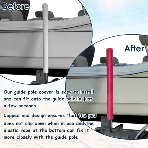 1 Pair Boat Trailer Guide Pole Pad and Cover, Red Boat Guide Pole Covers Heavy Duty 600D Oxford Cloth Foam Protector Boat Trailer Pads for Guides with Reflective Strips and Capped Ends in Saudi Arabia