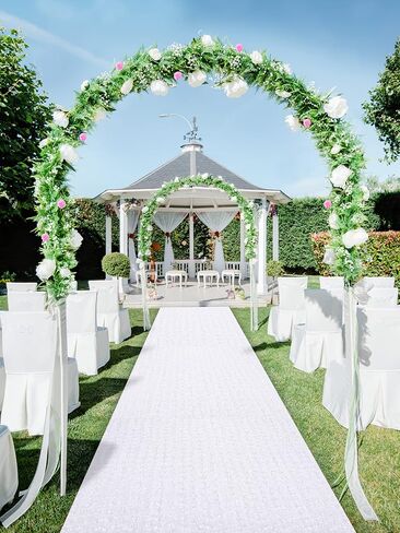 White Aisle Runner for Wedding Ceremony 2ft x 15ft Rosette Carpet Runner for Prom Indoor Outdoor in Saudi Arabia