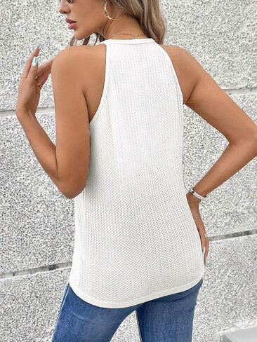 Women's Sleeveless Stretch Fabric Tank Top Loose Fit Basic Cami Shirts Going Out Clothes Casual Summer Halter for Women 2024 in Saudi Arabia