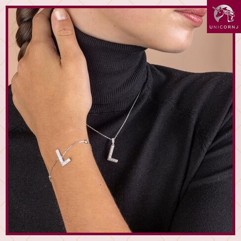 سوار UNICORNJ من الفضة الإسترليني عيار 925 مع حرف Pave CZ مقاس 7 بوصات إيطاليا in Kuwait