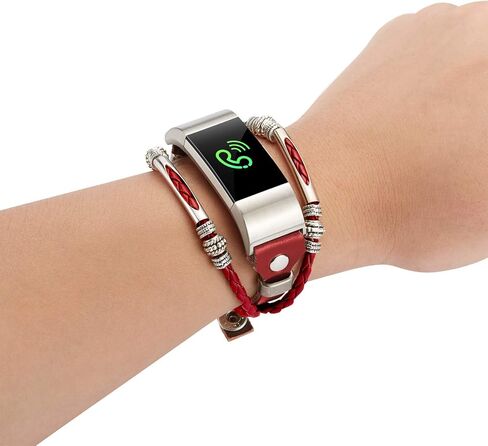Marval.P متوافق مع أحزمة Fitbit Charge 2/HR، سوار جلدي مصنوع يدويًا، حزام سوار بديل، أساور معصم ذات حجم قابل للتعديل، أحزمة معصم عصرية in Kuwait