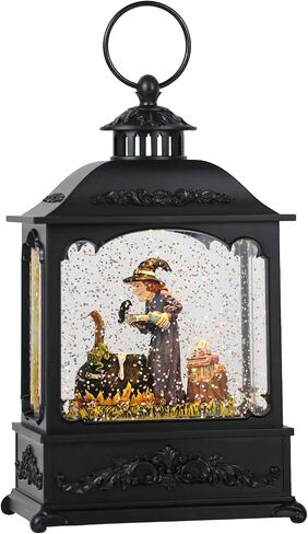 GenSwin Witch Halloween Snow Globe Lantern Battery Operated Water Swirling Glitter with 6H Timer, LED Lighted Scene for Halloween Home Decoration Gift(9.6"x 4.6" x 3.1") in Saudi Arabia