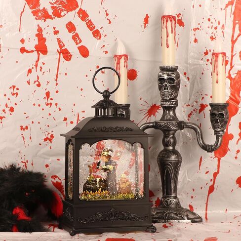 GenSwin Witch Halloween Snow Globe Lantern Battery Operated Water Swirling Glitter with 6H Timer, LED Lighted Scene for Halloween Home Decoration Gift(9.6"x 4.6" x 3.1") in Saudi Arabia