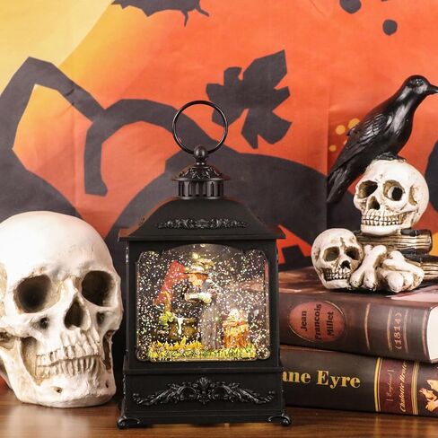 GenSwin Witch Halloween Snow Globe Lantern Battery Operated Water Swirling Glitter with 6H Timer, LED Lighted Scene for Halloween Home Decoration Gift(9.6"x 4.6" x 3.1") in Saudi Arabia