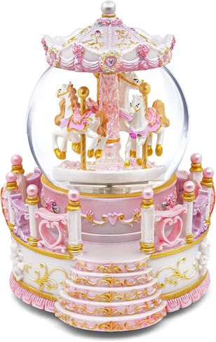 Carousel Music Box Daughter Wife Gift, Pink Carousel Snow Globe Birthday Christmas Anniversary Valentine Gift for Women Kids Girl Girlfriend Play Castle in The Sky in Saudi Arabia