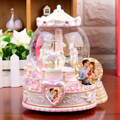 Carousel Music Box Daughter Wife Gift, Pink Carousel Snow Globe Birthday Christmas Anniversary Valentine Gift for Women Kids Girl Girlfriend Play Castle in The Sky in Saudi Arabia