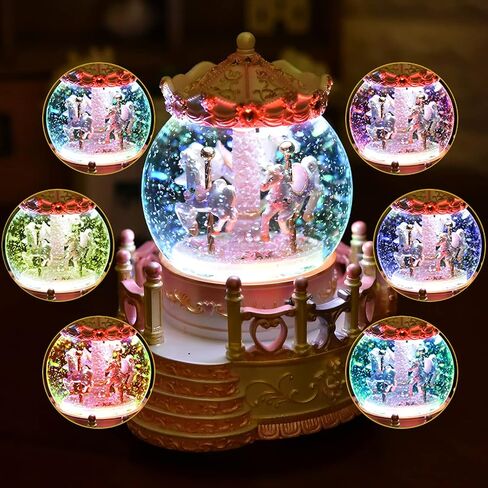 Carousel Music Box Daughter Wife Gift, Pink Carousel Snow Globe Birthday Christmas Anniversary Valentine Gift for Women Kids Girl Girlfriend Play Castle in The Sky in Saudi Arabia
