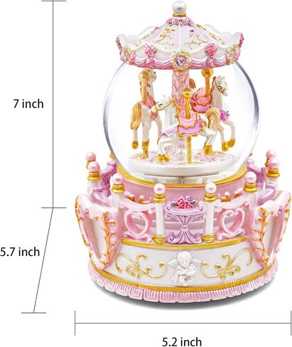 Carousel Music Box Daughter Wife Gift, Pink Carousel Snow Globe Birthday Christmas Anniversary Valentine Gift for Women Kids Girl Girlfriend Play Castle in The Sky in Saudi Arabia