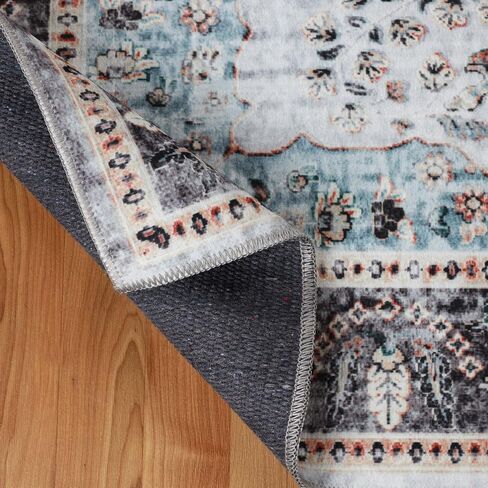 Superior Indoor Runner Rug, Cotton Backing, for Kids or Pets, Entry, Living Room, Kitchen, Bedroom, Hallway, Machine Washable Rugs, Floor Cover, Medallion, Sparrow Collection, 2' 7" x 12', Cream in Saudi Arabia