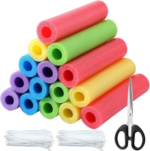 ShinyRelief 111 Pcs Trampoline Spring Cover for 8‘'10‘'12‘' 14‘' Spring Length Trampoline Spring Foam Sleeve Trampoline Replacement Safety Cover Waterproof Foam Tube with 100 Zip Tie 1 Scissor in Saudi Arabia