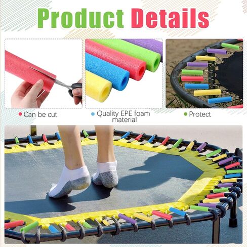 ShinyRelief 111 Pcs Trampoline Spring Cover for 8‘'10‘'12‘' 14‘' Spring Length Trampoline Spring Foam Sleeve Trampoline Replacement Safety Cover Waterproof Foam Tube with 100 Zip Tie 1 Scissor in Saudi Arabia