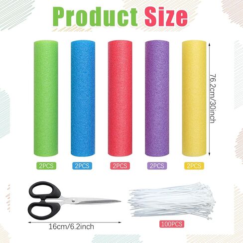 ShinyRelief 111 Pcs Trampoline Spring Cover for 8‘'10‘'12‘' 14‘' Spring Length Trampoline Spring Foam Sleeve Trampoline Replacement Safety Cover Waterproof Foam Tube with 100 Zip Tie 1 Scissor in Saudi Arabia