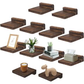 12 قطعة من الأرفف العائمة الصغيرة المثبتة على الحائط مقاس 5x5 بوصة رف خشبي عائم صغير معلق رف عرض لغرفة النوم والحمام والمطبخ والمكتب وتخزين ديكور الحائط in Kuwait