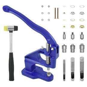 Grommet Tool Kit, Hand Press Grommet Machine Grommet Tool Kit Heavy Duty Grommet Press with Punch Hole Tools Accessories 3 Sizes Grommets Dies Double Head Rubber Hammer for Fabric Tarps Leather Canvas