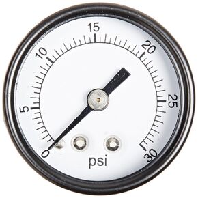 PIC Gauge S102D-158C 1.5" Dial, 0/30 psi Range, 1/8" Male NPT Connection Size, Center Back Mount Single Scale Dry Pressure Gauge with a Black Steel Case, Brass Internals, Chrome Bezel, and Plastic Lens