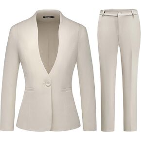 Lamgool Womens Pant Suit 2 Pieces Business Casual Outfits Lady's Blazer Jacket and Pants Set for Work