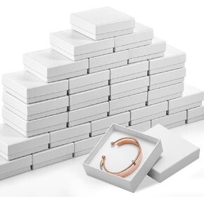 60 Pcs Jewelry Gift Boxes 3.5 x 3.5 x 1 Inch Cardboard Jewelry Boxes Small Gift Boxes for Jewelry Earrings Necklaces Handmade Bangles Bracelets (White)