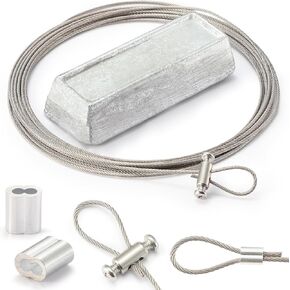 Sacrificial Zinc Marine Anode for Boat Lift and Dock Protection | Anti-Corrosion Zinc for Saltwater Pool | 2.4lbs with 20ft. 316 Stainless Steel Cable and 3 Crimps for Versatile Attachment