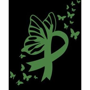 Mental Health Butterfly Ribbon Vinyl Decal | Green | Made in USA by Foxtail Decals | for Car Windows, Tablets, Laptops, Water Bottles, etc. | 3.7 x 4.5 inch