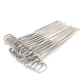 OdontoMed2011 Set of 12 Hemostat Locking Forceps 8 Inches, Straight Stainless Steel - Multipurpose Ideal Hemostats for Nurses, Fishing Forceps, Crafts and Hobby