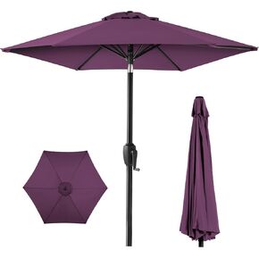 Best Choice Products 7.5ft Heavy-Duty Round Outdoor Market Table Patio Umbrella w/Steel Pole, Push Button Tilt, Easy Crank Lift - Rust