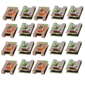uxcell 20pcs Spring Steel Speed Fastener U Nut Clip Brass Tone for M6 Screw