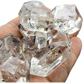 Natural Herkimon Diamond Rough Stone Quartz Crystal Healing Stone Mineral Rough Stone DIY Jewelry Gift Purification Meditation Reiki Diamond (1OZ/30g polishing Herkimer)