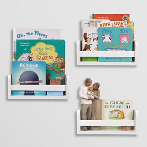 RiverRidge Kids Small 10" Floating Wall Mount Bookshelves (3-Pack)