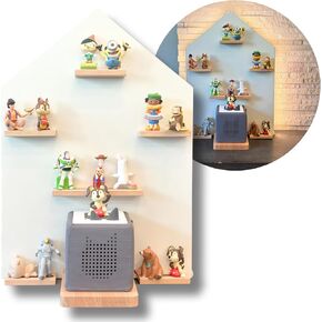 LED Magnetic Shelf Compatible with Tonies Box, Tonies Figures, Tonies Characters and Other Tonie Accessories - Use as Wall Shelf or Free Standing - Integrated warm-white LED strip for Ambience