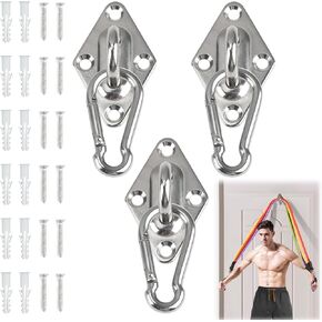 Wall Mount Workout Anchors with Hook, Secures Fitness Resistance Bands, Space Saving Workout Equipment for Home Gym Squats Body Weight Straps Suspension Training Exercise Stretching, 3PCS