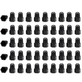 Hex Nut Cover 50Pcs Plastic Higher Dome Bolt Nut Bolt Dome Caps Covers Protection Caps Cover for Bolts, Hex Hexagon Nuts Screws (Black, M18*27 * 50)
