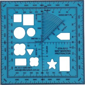 GTA 05-02-012 Jun 2008 - Coordinate Scale and square Protractor for map marking military symbology & angle measurements for outdoor navigation with map and compass, hiking, orienteering and survival.