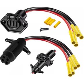 2024 Upgrade Trolling Motor Plug and Receptacle 12-24V Quick Connect Socket for Marine Kayak Boat, 4 Wire 10 Gauge Male Female Trolling Motor Connector with Butt