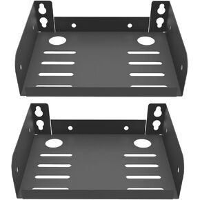 JINGCHENGMEI 2 Pcs of Metal Wall Mounted Floating Shelf for Small AV or TV Accessories, Depth 4.7" x Width 6" Mini Display Shelf for Storage in Bathroom Bedroom Living Room Kitchen (6 Inches)