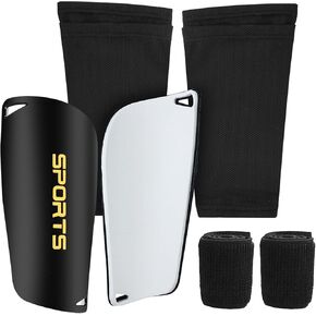 Krijues 1 Pair Soccer Shin Guards with Soccer Sleeve Socks and Soccer Shin Guard Strap, Shin Guards Soccer Kids equipment injury prevention for 7-12 Years Boys Kids
