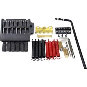 Guyker 6 String Bridge Saddle with Bridge String Lock, Spring and Screw, Pop-In Bar for Headless Guitar Complete Install Kit, WT002, Black