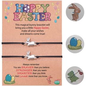 هدايا أرنب عيد الفصح للفتيات من HGDEER، سوار ذو معنى على شكل أرنب مع بطاقة رسالة وملصقات هدية in Kuwait